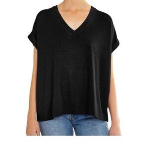 Mod Ref Womens Short Sleeve Vee Neck‎ Top (Black, XXL) NEW!